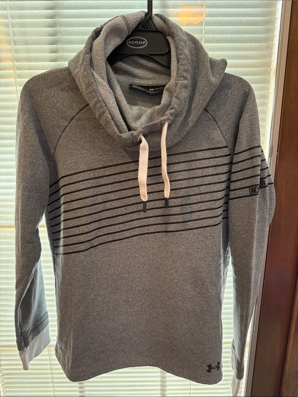 Under Armour Charcoal Gray Striped Funnel-Neck Hoodie